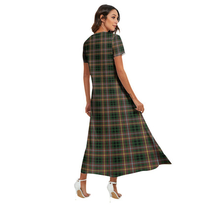 Buchanan Hunting Tartan Plaid V-neck Dress Side Slit