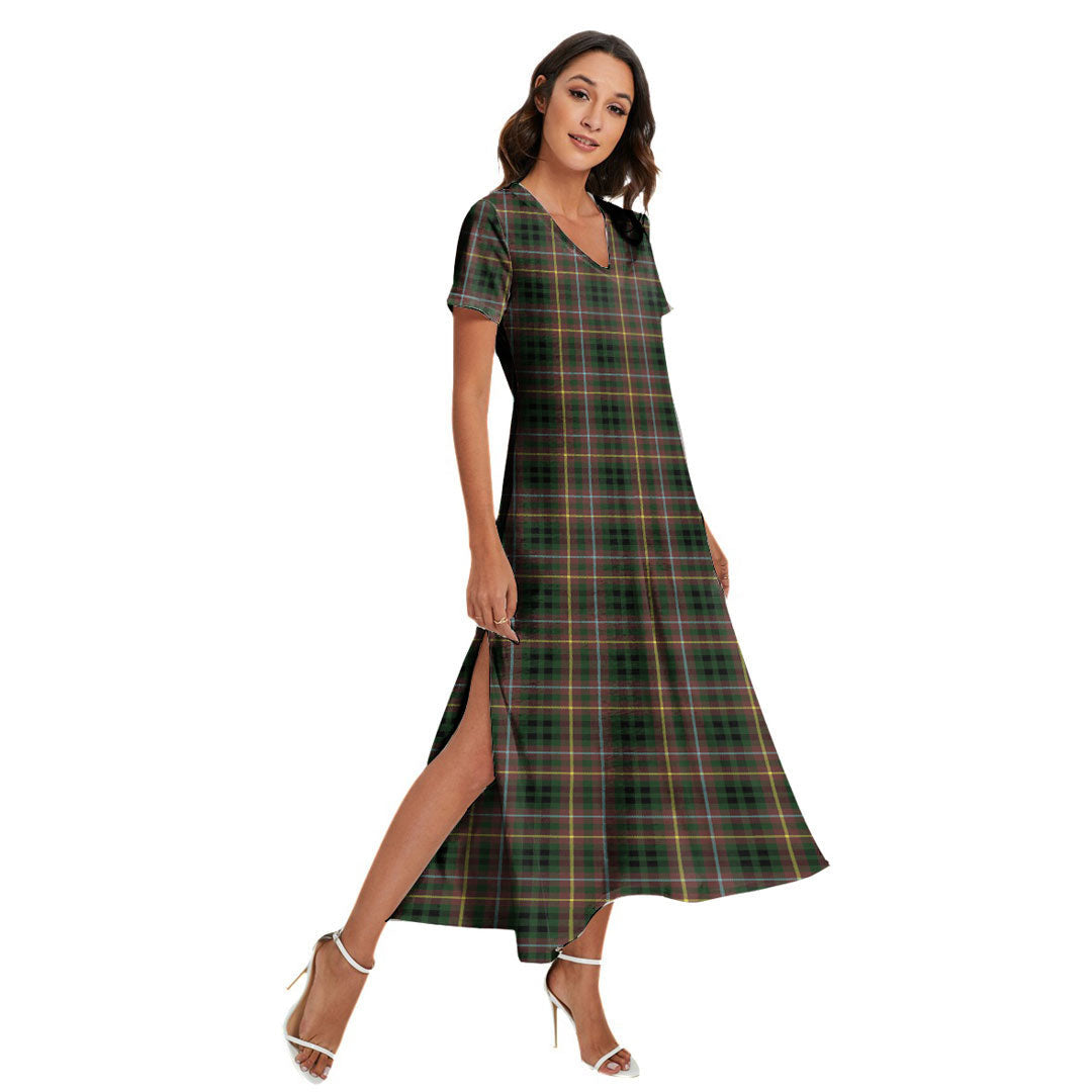 Buchanan Hunting Tartan Plaid V-neck Dress Side Slit