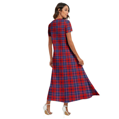 Wishart Dress Tartan Plaid V-neck Dress Side Slit