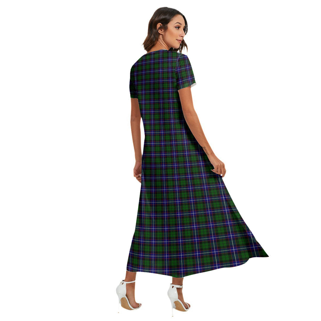 Russell Modern Tartan Plaid V-neck Dress Side Slit