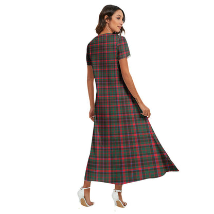 Cumming Hunting Modern Tartan Plaid V-neck Dress Side Slit