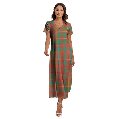 Bruce Ancient Tartan Plaid V-neck Dress Side Slit