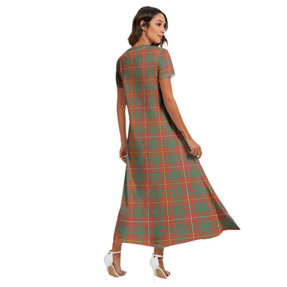 Bruce Ancient Tartan Plaid V-neck Dress Side Slit