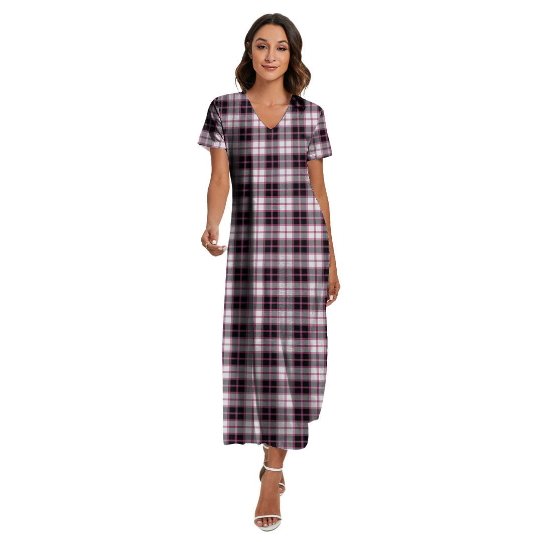 MacPherson Hunting Modern Tartan Plaid V-neck Dress Side Slit