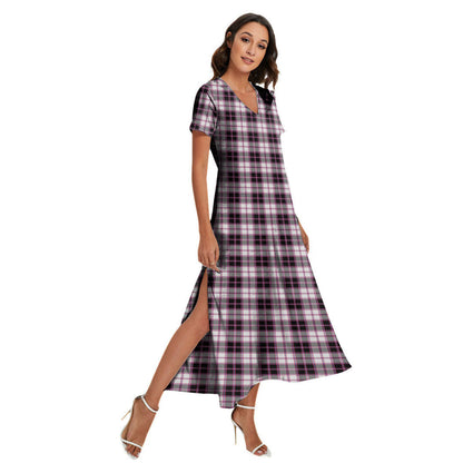 MacPherson Hunting Modern Tartan Plaid V-neck Dress Side Slit