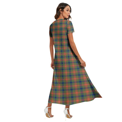 Wilson Ancient Tartan Plaid V-neck Dress Side Slit