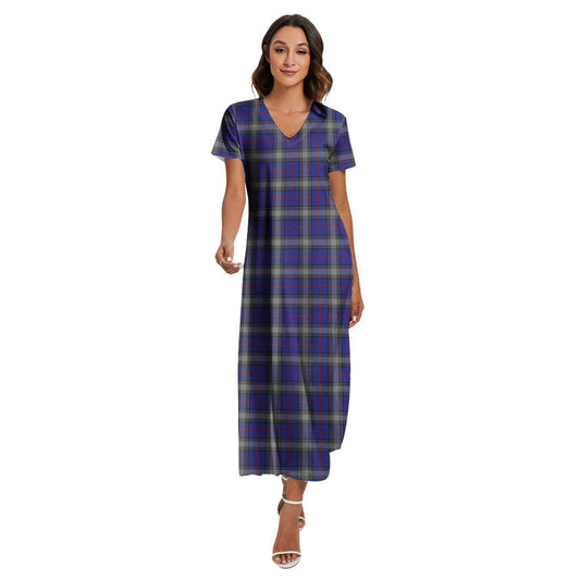 Kinnaird Tartan Plaid V-neck Dress Side Slit