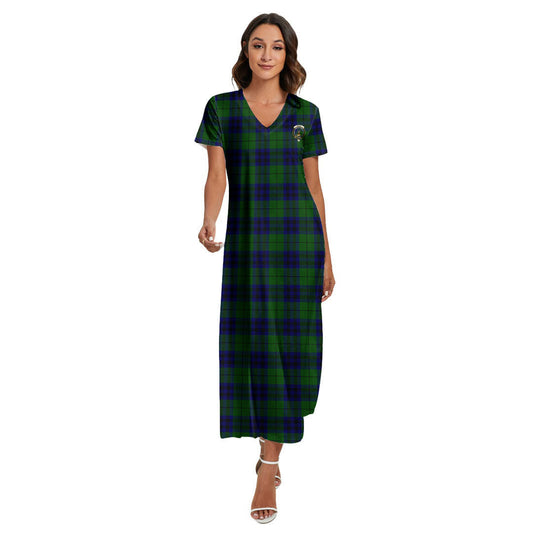 Keith Modern Tartan Crest V-neck Dress Side Slit