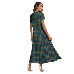 Allison Tartan Plaid V-neck Dress Side Slit