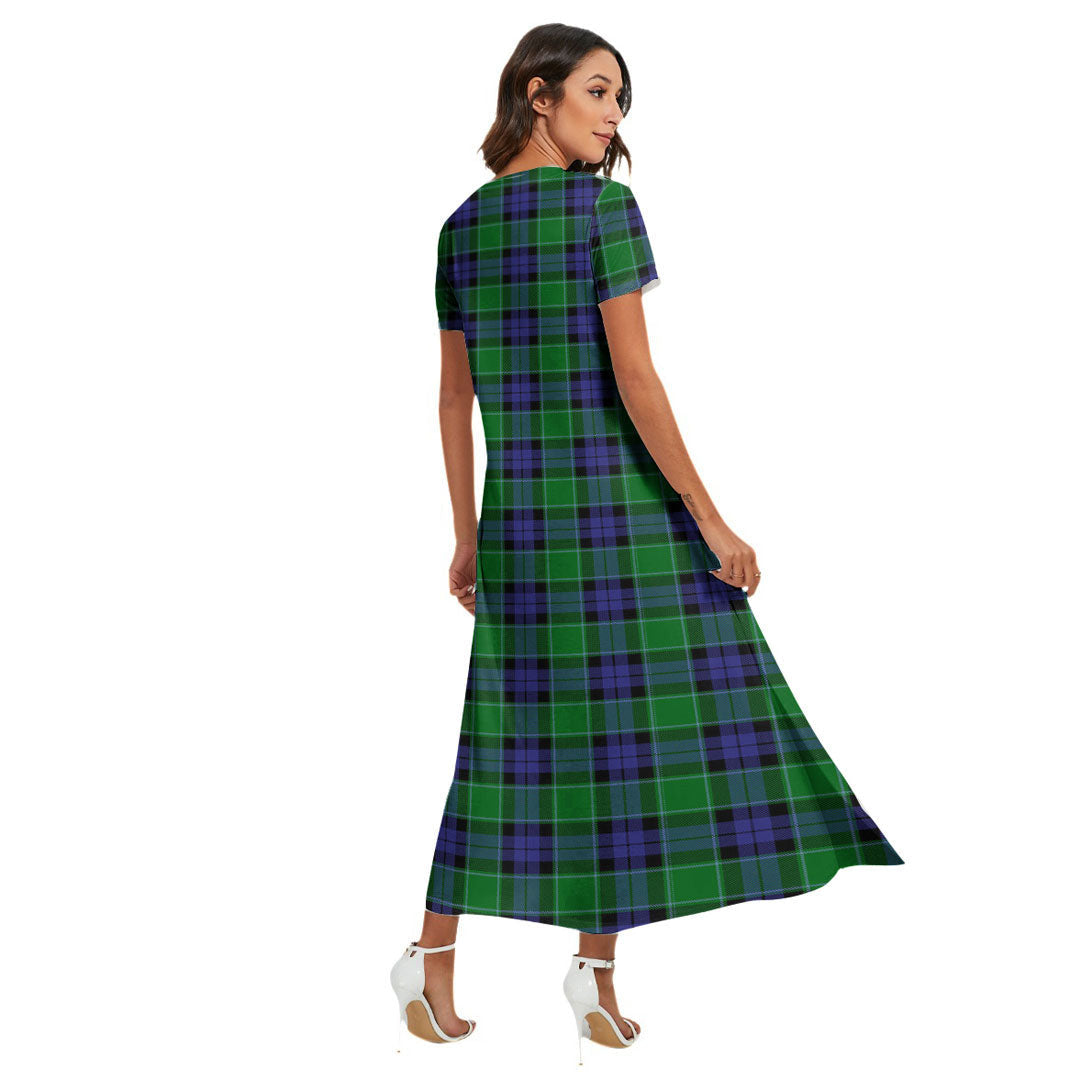 Graham of Menteith Modern Tartan Plaid V-neck Dress Side Slit