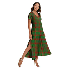 Fulton Tartan Plaid V-neck Dress Side Slit
