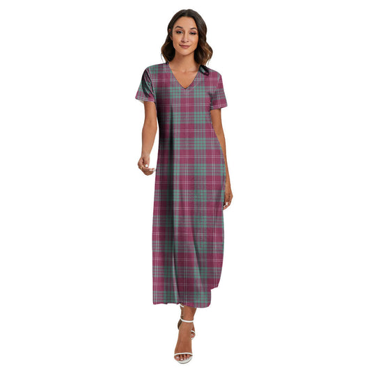 Crawford Ancient Tartan Plaid V-neck Dress Side Slit