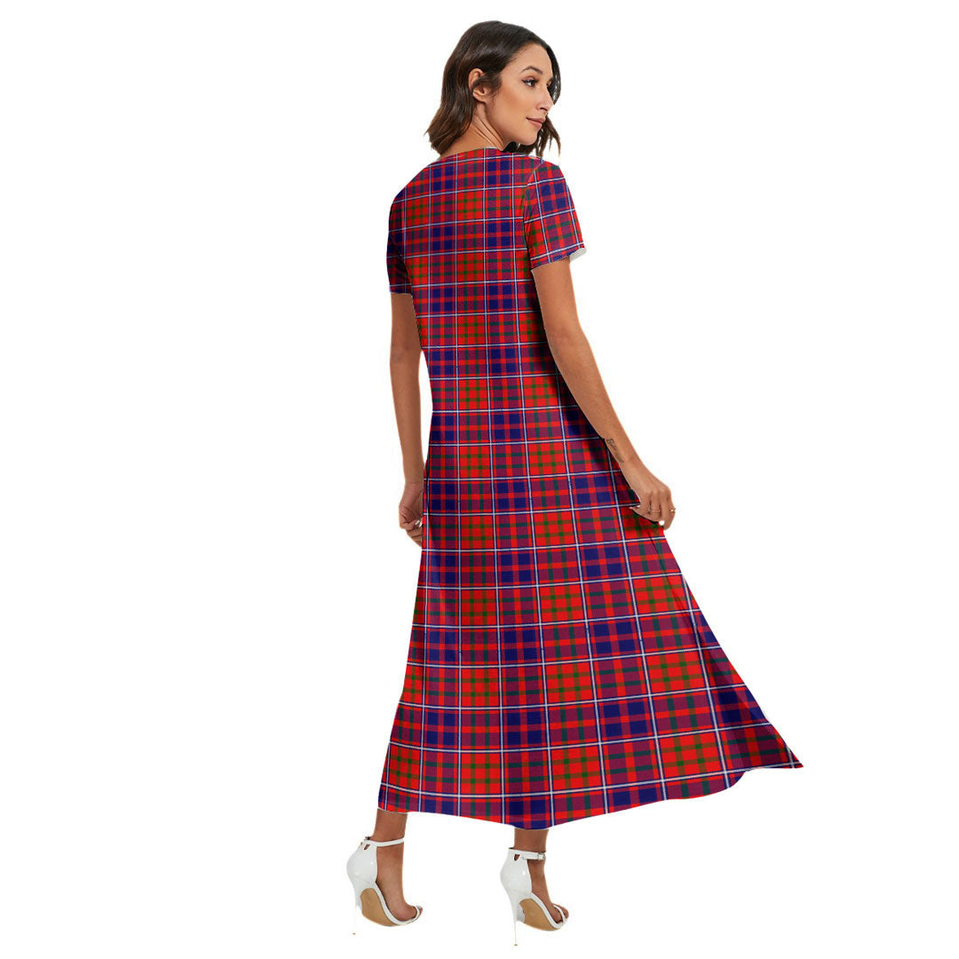 Cameron of Lochiel Modern Tartan Plaid V-neck Dress Side Slit