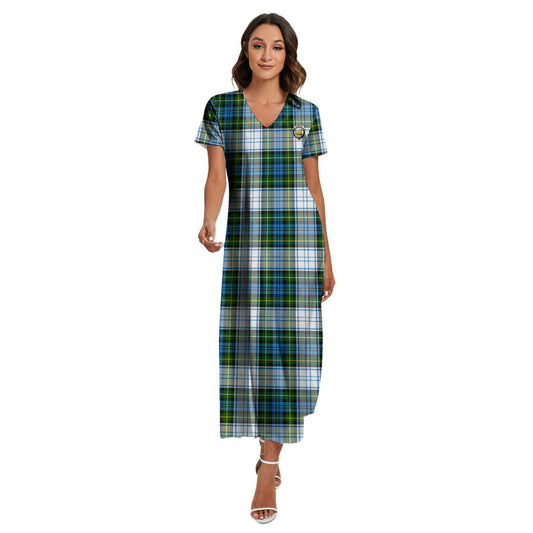 Campbell Dress Tartan Crest V-neck Dress Side Slit