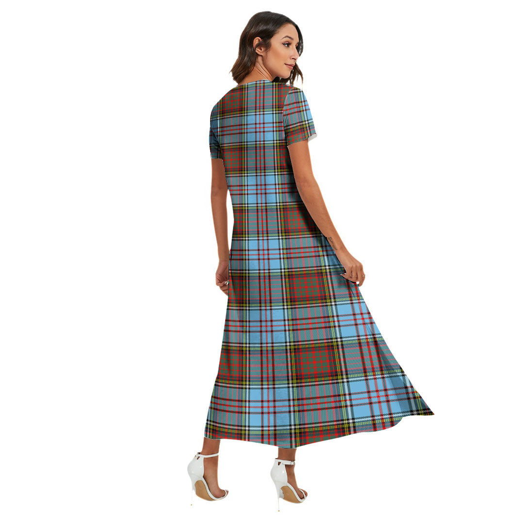 Anderson Ancient Tartan Crest V-neck Dress Side Slit