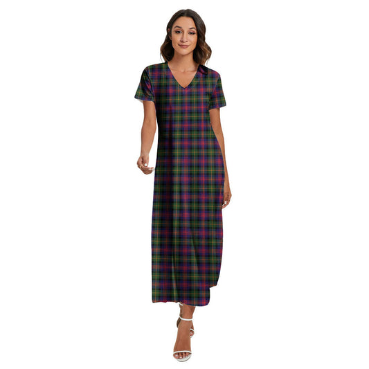 Logan Modern Tartan Plaid V-neck Dress Side Slit