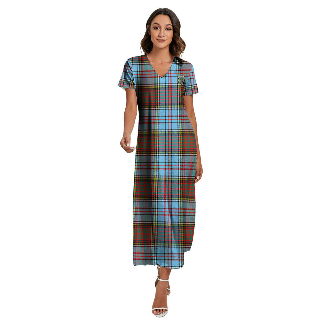 Anderson Ancient Tartan Crest V-neck Dress Side Slit