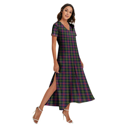 Logan Modern Tartan Plaid V-neck Dress Side Slit