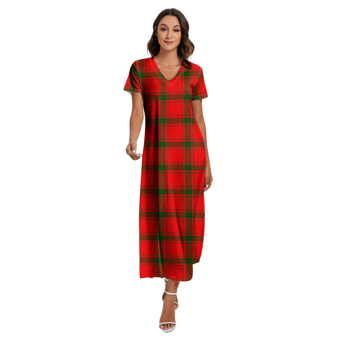 MacDonald of Sleat Tartan Plaid V-neck Dress Side Slit