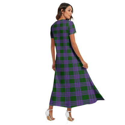 Elphinstone Tartan Plaid V-neck Dress Side Slit