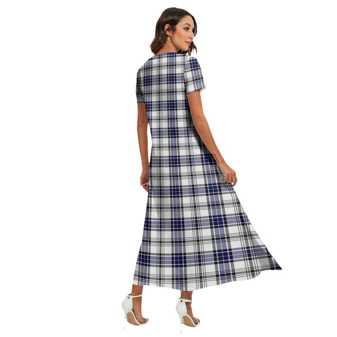 Hannay Modern Tartan Plaid V-neck Dress Side Slit