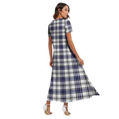 Hannay Modern Tartan Plaid V-neck Dress Side Slit