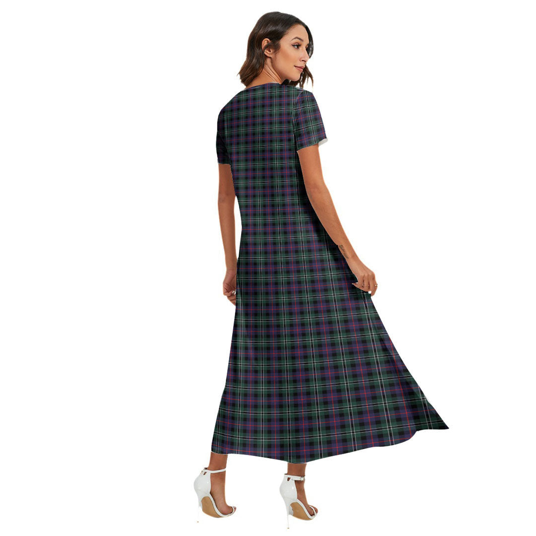 Rose Hunting Modern Tartan Plaid V-neck Dress Side Slit