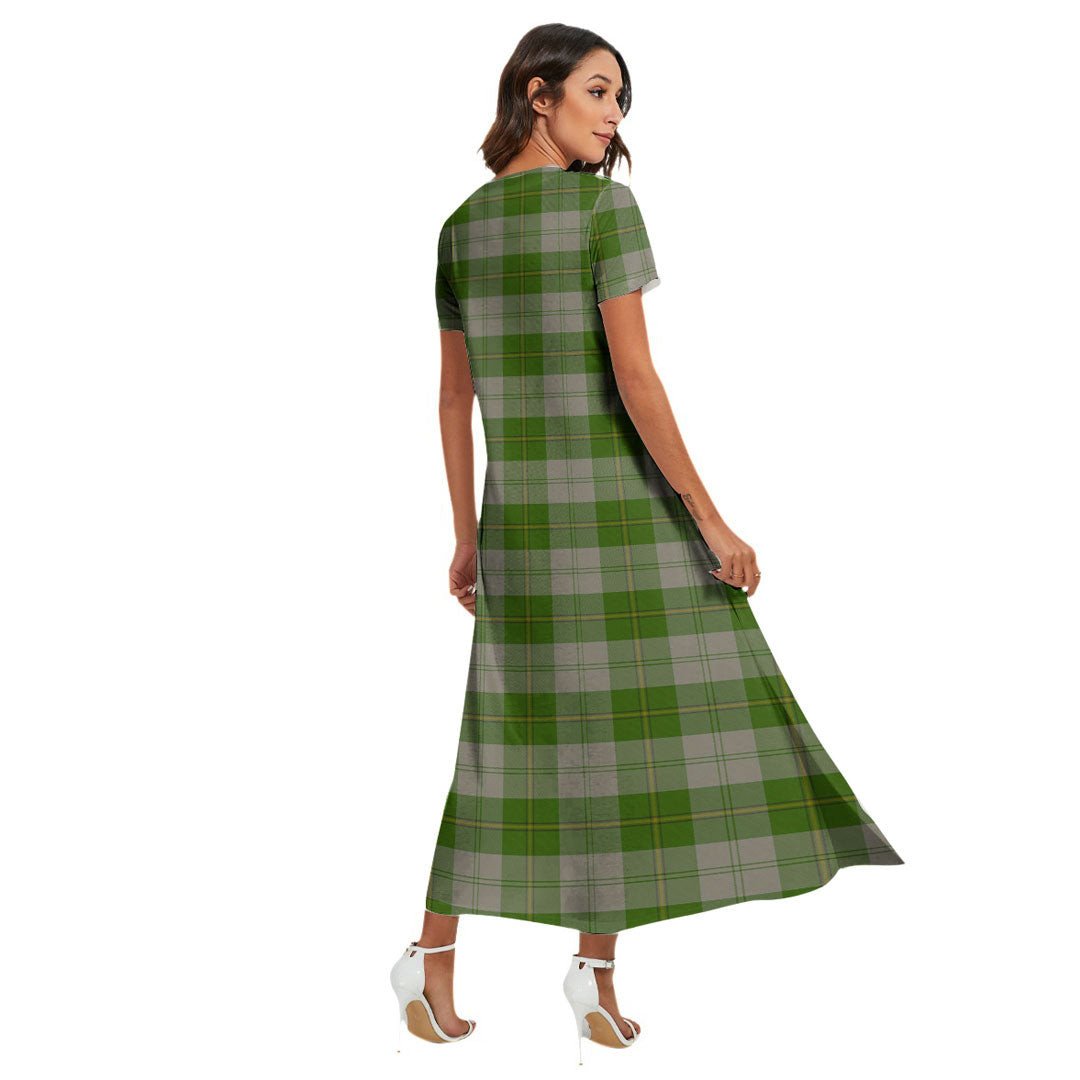 Cunningham Dress Green Dancers Tartan Plaid V-neck Dress Side Slit