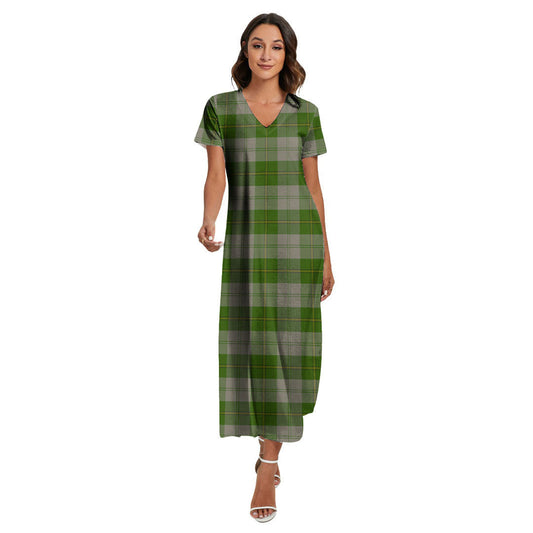 Cunningham Dress Green Dancers Tartan Plaid V-neck Dress Side Slit