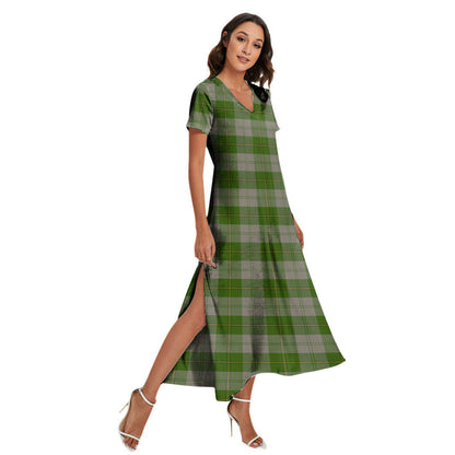 Cunningham Dress Green Dancers Tartan Plaid V-neck Dress Side Slit