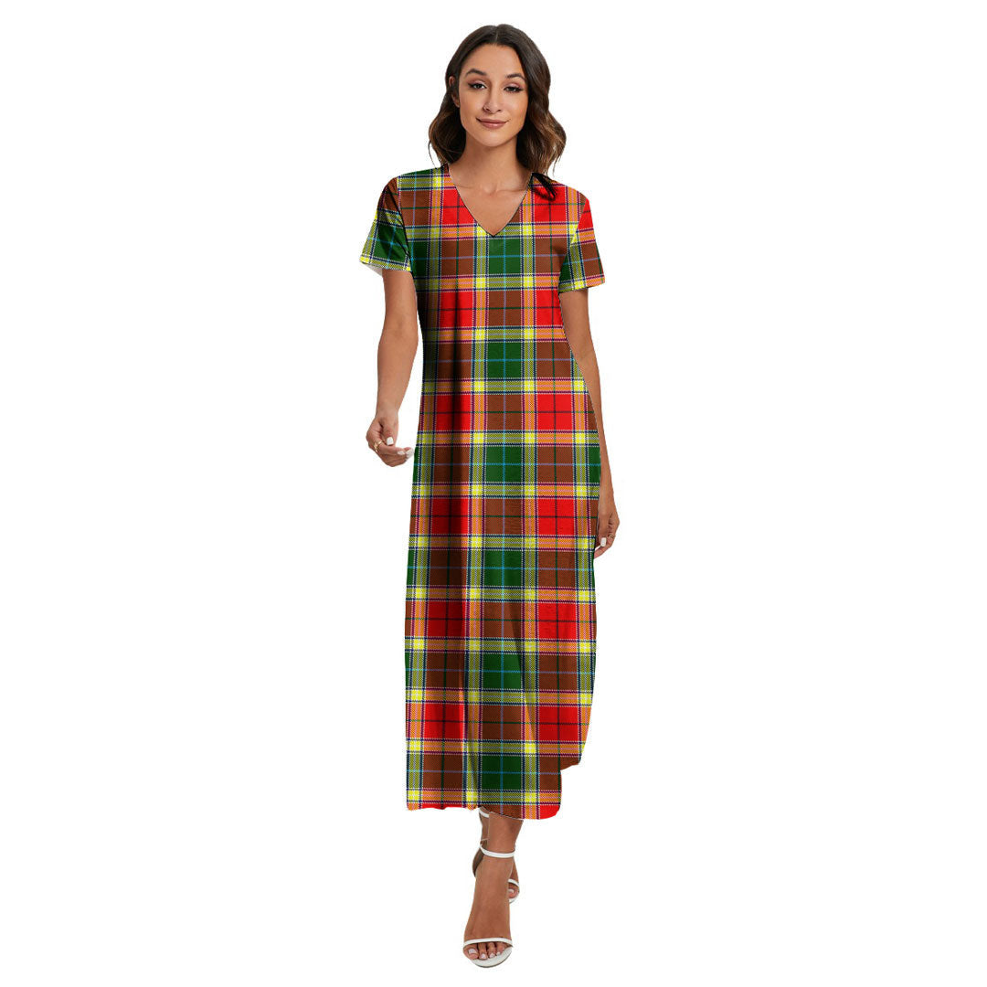 Gibbs Tartan Plaid V-neck Dress Side Slit
