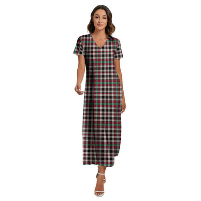 Borthwick Dress Ancient Tartan Plaid V-neck Dress Side Slit