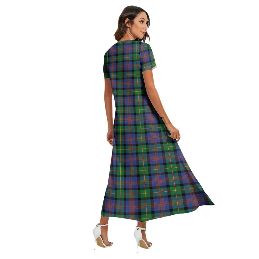 Logan Ancient Tartan Crest V-neck Dress Side Slit