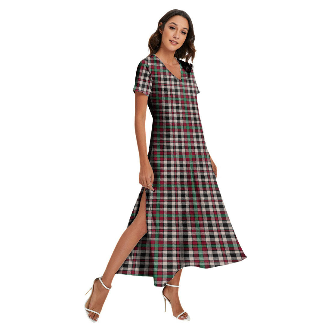 Borthwick Dress Ancient Tartan Plaid V-neck Dress Side Slit