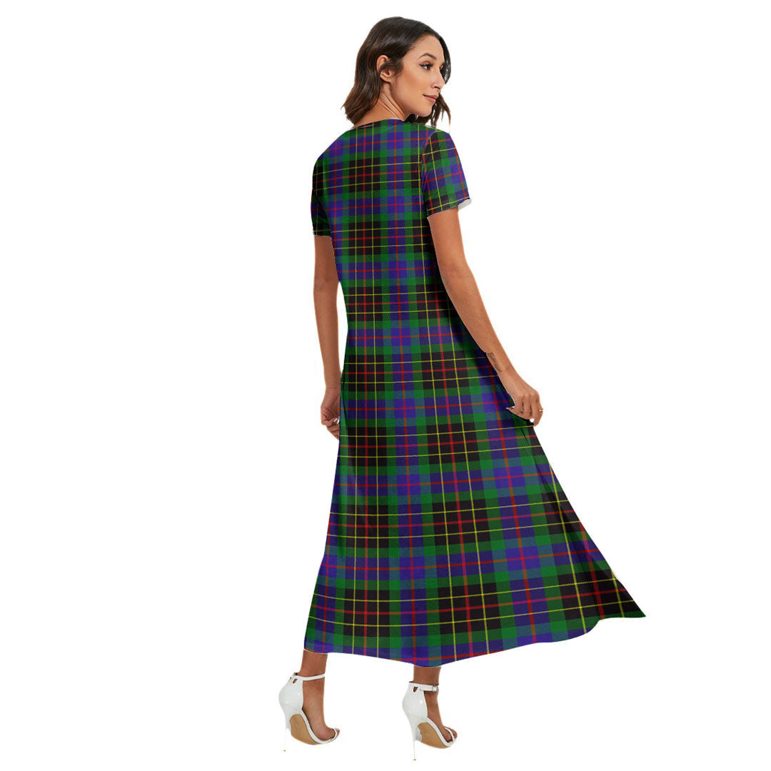 Brodie Hunting Modern Tartan Plaid V-neck Dress Side Slit