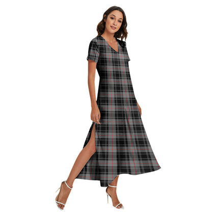 Moffat Modern Tartan Plaid V-neck Dress Side Slit