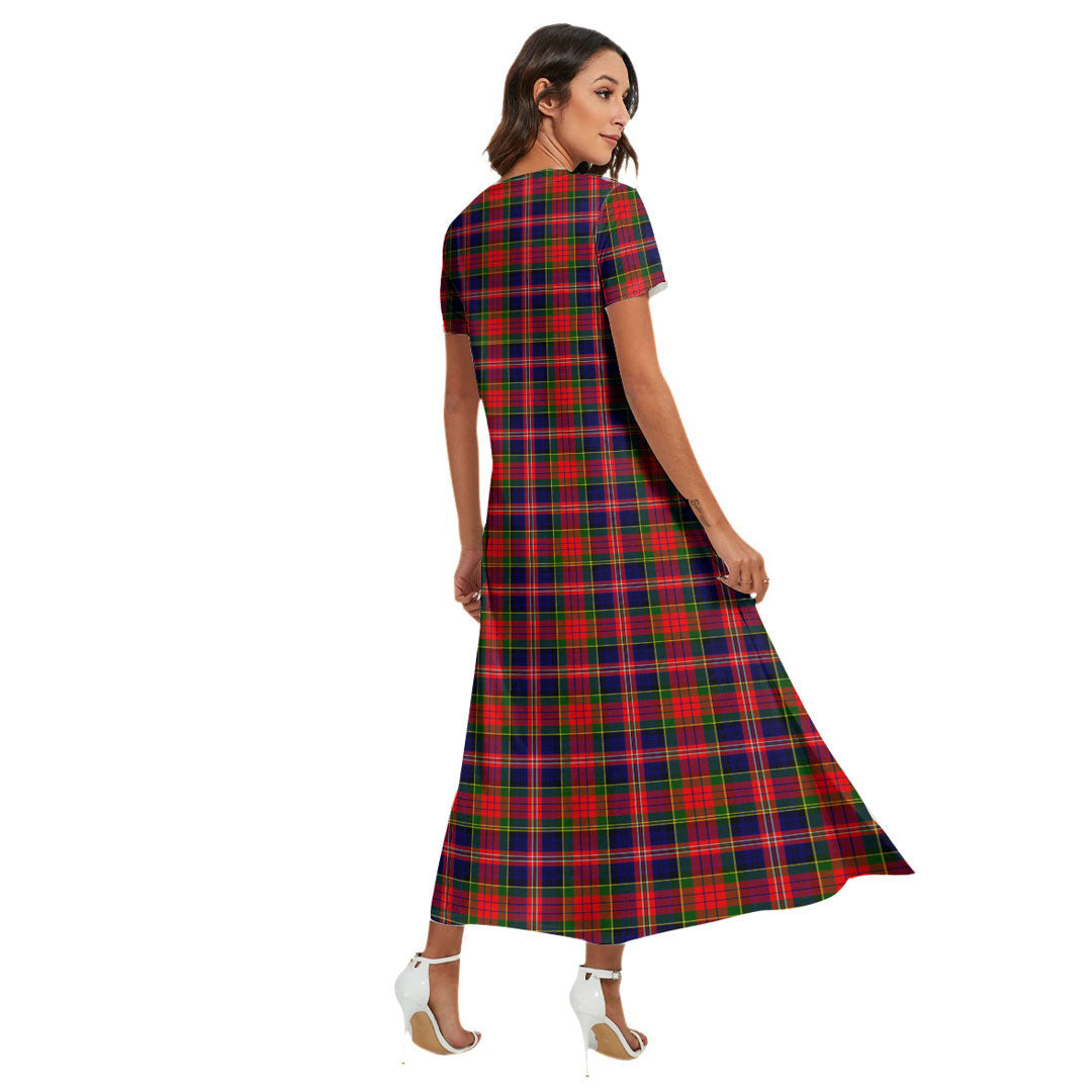 MacPherson Modern Tartan Plaid V-neck Dress Side Slit