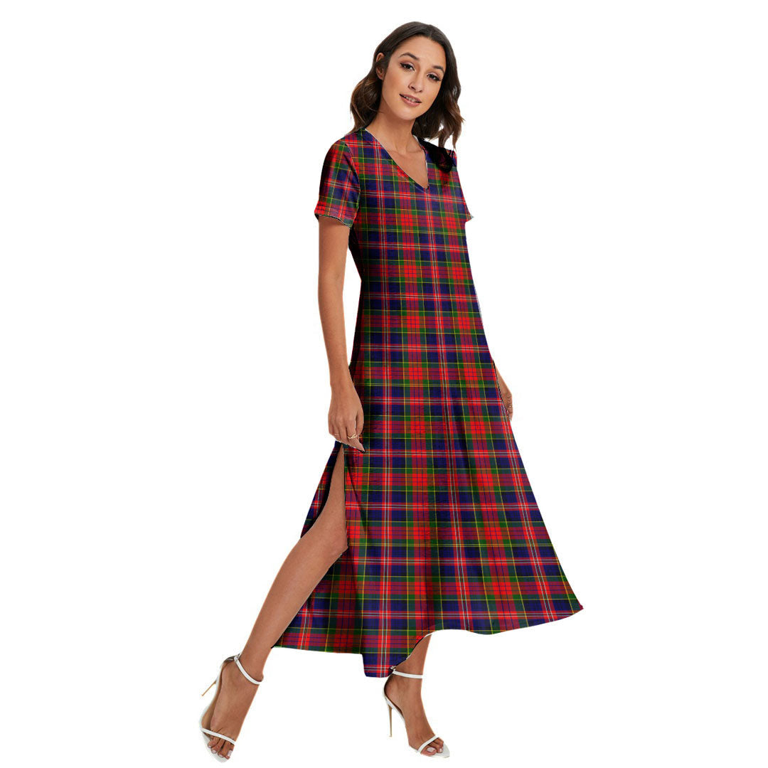 MacPherson Modern Tartan Plaid V-neck Dress Side Slit