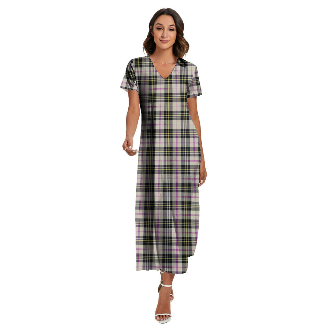 MacPherson Dress Ancient Tartan Plaid V-neck Dress Side Slit