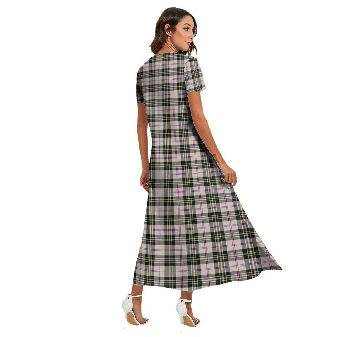 MacPherson Dress Ancient Tartan Plaid V-neck Dress Side Slit