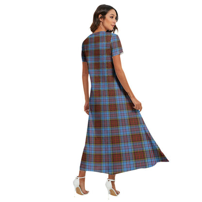 Anderson Modern Tartan Plaid V-neck Dress Side Slit