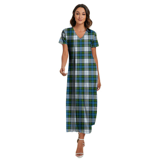 Campbell Dress Tartan Plaid V-neck Dress Side Slit