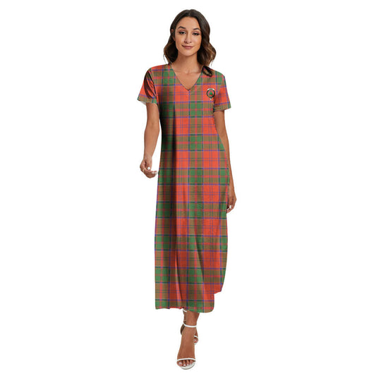 Grant Ancient Tartan Crest V-neck Dress Side Slit