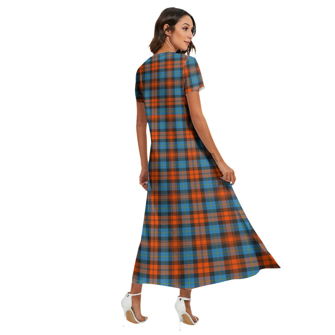 MacLachlan Ancient Tartan Plaid V-neck Dress Side Slit