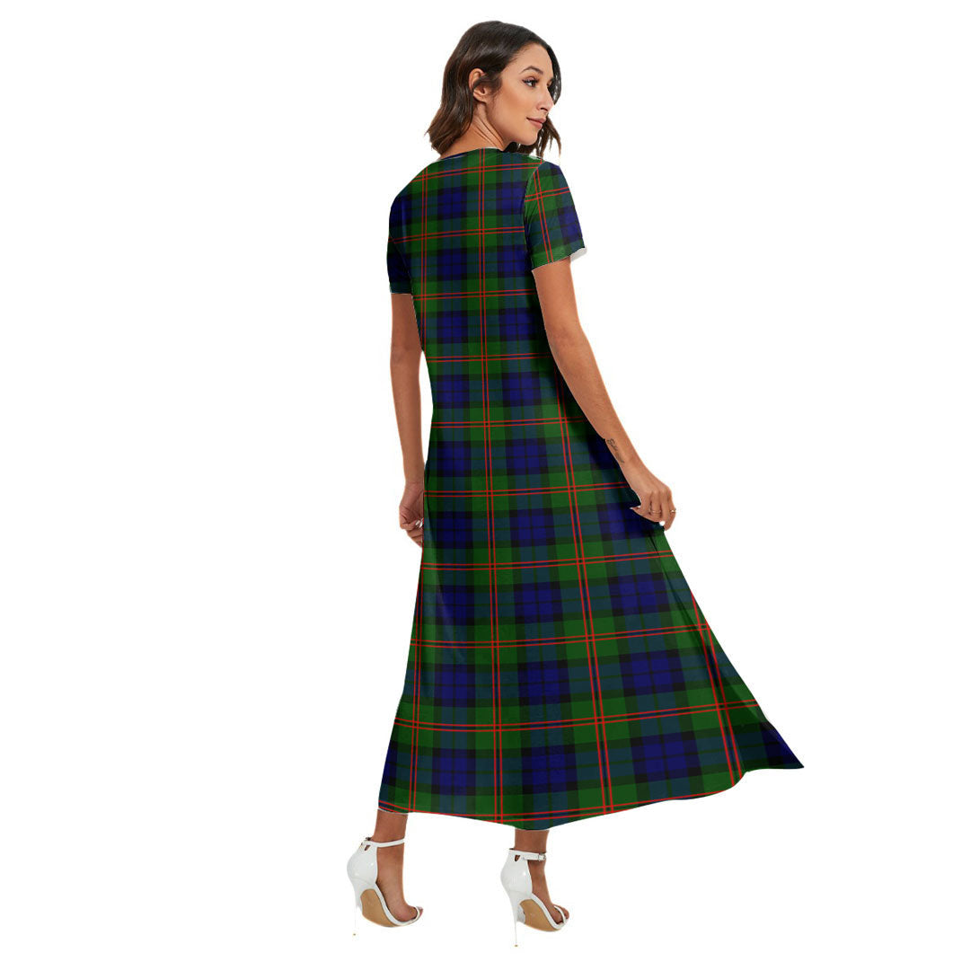 Dundas Modern 02 Tartan Crest V-neck Dress Side Slit