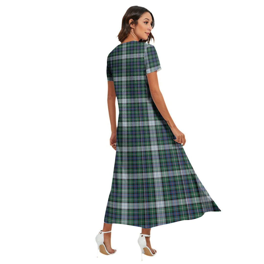 MacKenzie Dress Ancient Tartan Plaid V-neck Dress Side Slit