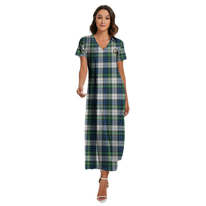 Gordon Dress Ancient Tartan Crest V-neck Dress Side Slit