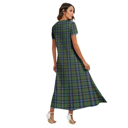 Cochrane Ancient Tartan Plaid V-neck Dress Side Slit