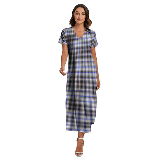 Sir Walter Scott Tartan Plaid V-neck Dress Side Slit