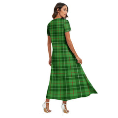 Galloway District Tartan Crest V-neck Dress Side Slit